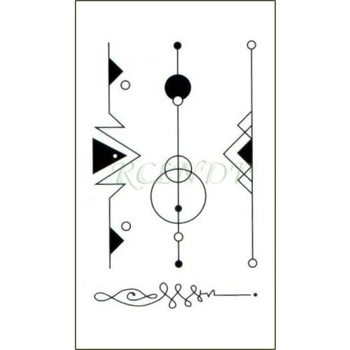 Waterproof Temporary Tattoo Sticker Triangle Beat Heart Line Circle Geometric Element Flash Tatoo Fake Tattoos for Men Women