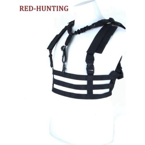 Military Army Hunting Airsoft Vest Profile Ammo Chest Rig Removable Tactical Vest MOLLE System Low Profile Chest Rig Vest