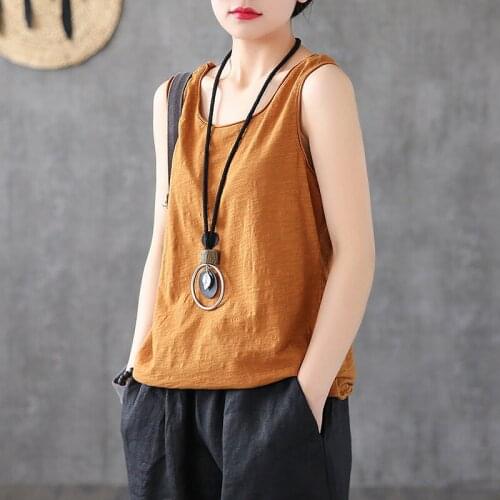 Summer Korean Loose Solid Women Clothes Sleeveless Cotton Tank Tops Casual T Shirt Vest Seamless Basic Tee Top Femme X192