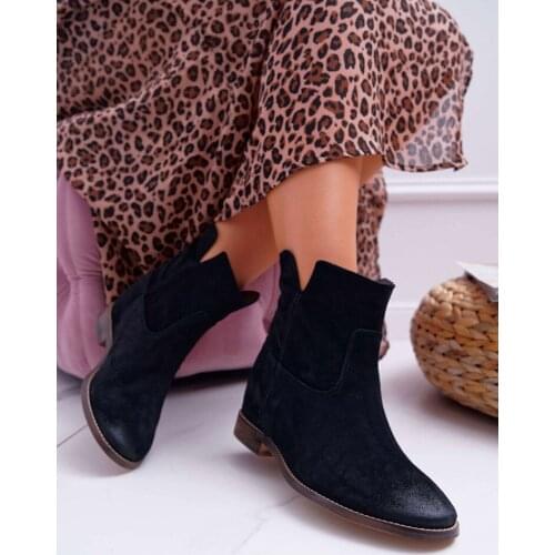 Women Faux Suede Boots Fashion Low Heel Ankle Shoes Women Short Boots Square Heels Casual Boots Plus Size 43 Vintage Botas Mujer
