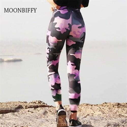 Womens Running Thin Sports Pants Fitness Camouflage Leggings Tight Pants Stretched Gym Sportswear Athletic Trouser