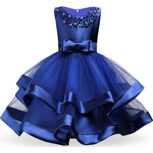 3-10 years Summer Dress Costume Kids Evening Party Dresses For Girls Beading Princess Baby Girl Dress Frocks Wedding Dress