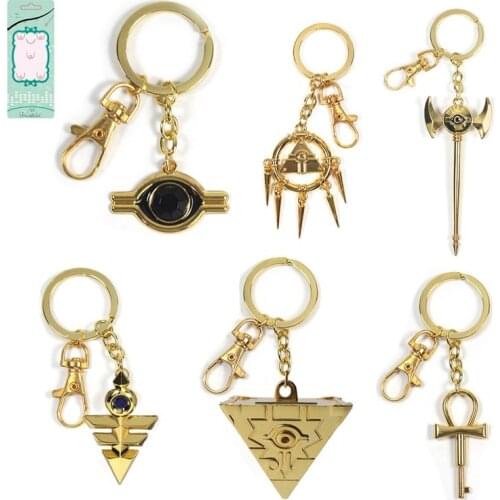 1 Pcs Cute 3D Yu-Gi-Oh Keychains Anime Yugioh Millenium Yugi Muto One Thousand Yuma Tsukumo Pendant Metal Keyrings Figure Toys