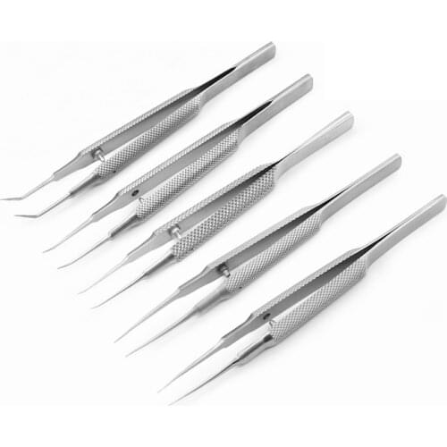 1pcs Stainless Steel Tweezers Platform forceps Round Handle Ophthalmic Instruments 11cm