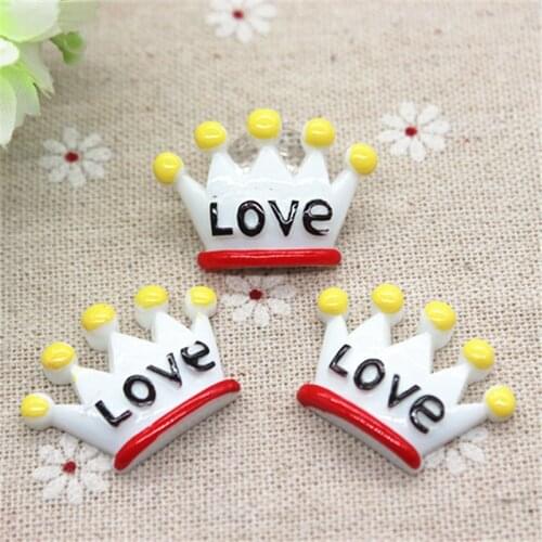 10PCS Cute Resin New Love Crown Flatback Cabochon DIY Scrapbooking Accessories Decorative Craft Making,22*31mm