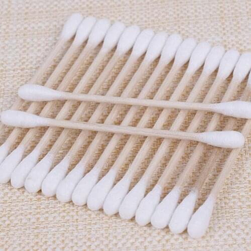 100/300/500pcs Wood Cotton Head Swab Sticks Cosmetics For Nose Ears Jewelry Cleaning Makeup Tools