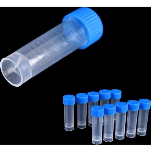 100pcsx 5ml Chemistry Plastic Test Tubes Vials Seal Caps Pack Container for Office School Chemistry Supplies