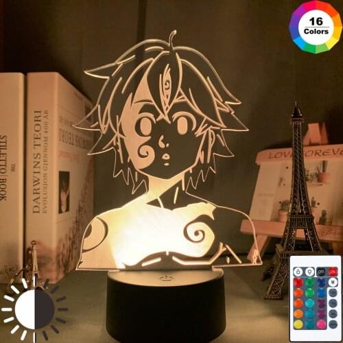 Acrylic Night Light Lamp Manga The Seven Deadly Sins Gadget for Home Room Decorative Light Meliodas Figure Kids Table Lamp Gift