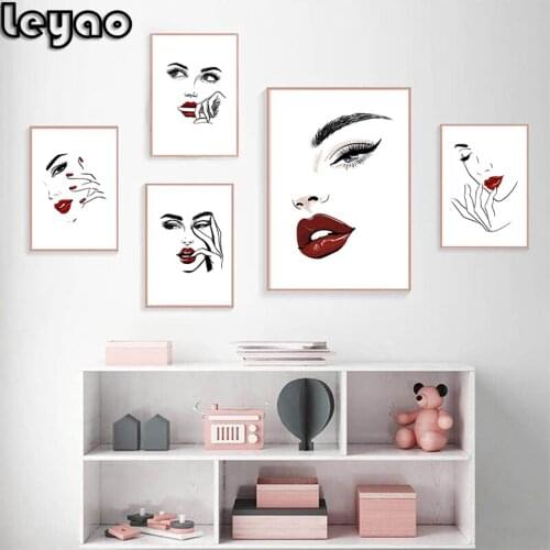 MakeUp Diamond Painting Sexy Beauty Woman Wall Art Eyelash Red Lips Round Diamond Embroidery 5d Picture Bedroom Home Decoration