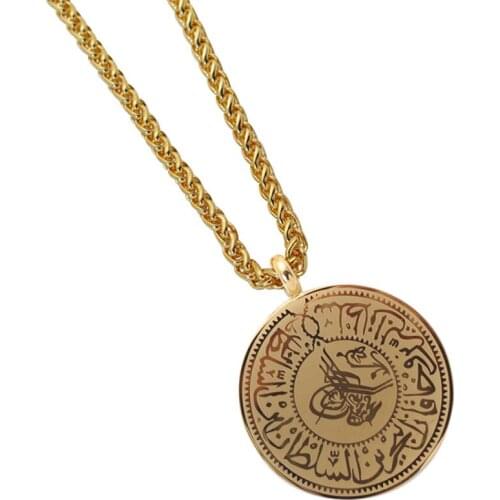 Arab Coin Turkey Coins Ottoman stainless steel pendant Necklace islam muslim jewelry