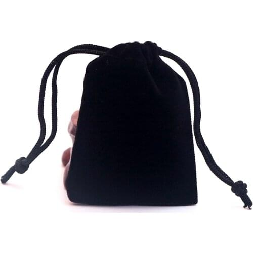 5x7cm 50Pcs/lot Black Velvet Bag Mini Drawstring Pouch Charms Jewelry Packaging Bags Cute Christmas/Wedding Gift Bag