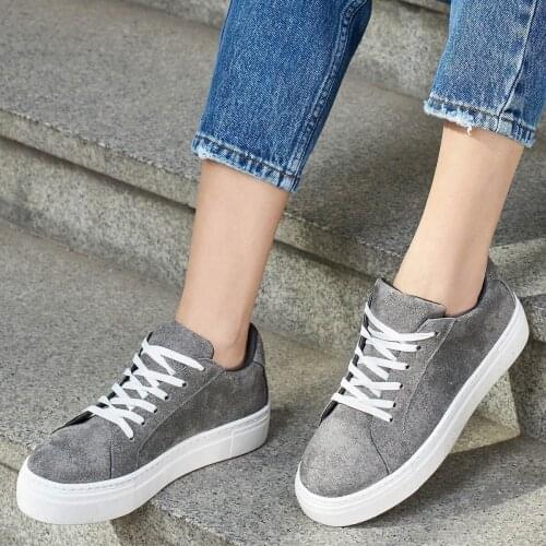 Mio Gusto brand CAMERON, Gray Suede Color, 3Cm Platform, High-Quality Womens Comfort Sneaker Sport Shoes