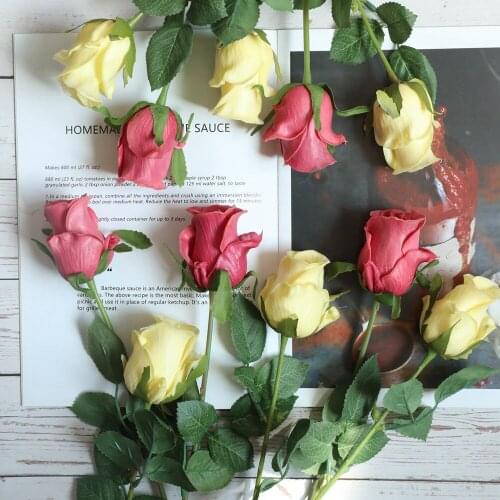 1pcs 6Colors Single Artificial PU Real Touch Rose Flower For DIY Flower Valentines Day Wedding Bouquet Decoratiive Flower