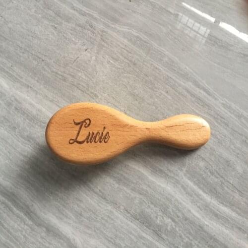 Custom made New Baby Care Pure Natural Wool Baby Wooden Brush Comb Brush Baby Hairbrush Newborn Hair Brush Infant Comb