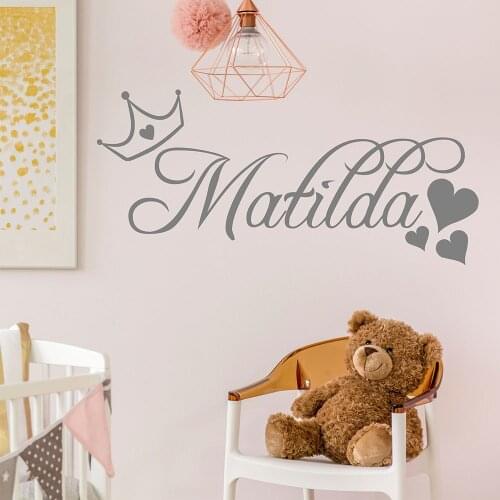 Kids Girl Wall Sticker Princess Custom Wall Sticker Crown Name Quote Sticker Template Kindergarten Vinyl Decal