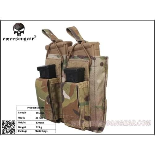 Emersongear 5.56 Pistol Double Open Top Magazine Pouch Airsoft Combat Molle MAG Pouch EM6362