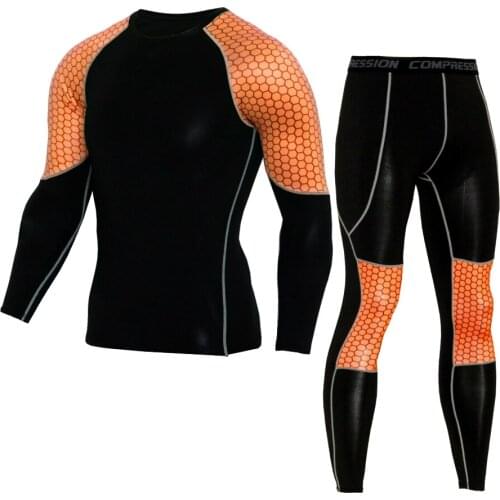 Fitness MMA Compression Running Sets Quick Dry Mens Rashguard Crossfit GYM Tracksuits Training Bodybuilding Clothes Sport Suits