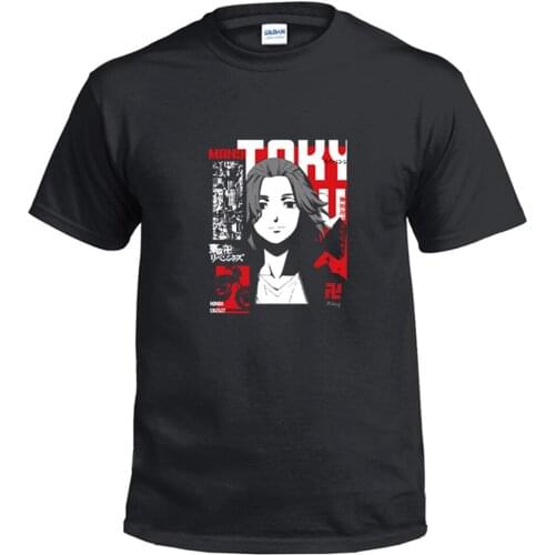 Anime Tokyo Revengers 3D Printed Cosplay T-shirt Short Sleeve Cotton Black Shirt Tee