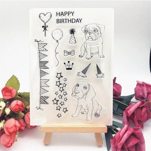 Hot selling Puppy birthday alphabet transparent clear stamp / silicone seal roller stamp DIY scrapbook album / card production