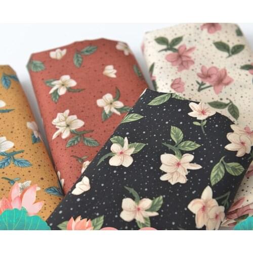 140x50cm Gardenia Floral Summer Poplin Cotton Sewing Fabric DIY Childrens Wear Cloth Make Baby Dress Decoration Home