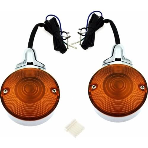 Chrome Front Turn Signals With Metal Support Kits For Harley Touring Electra Glide Road King Models