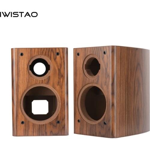 IWISTAO 6.5 Inch 2 Way Empty Speaker Cabinet 1 Pair Drum Shape 18mm High-density Fiberboard Black Walnut Veneer Inverted DIY