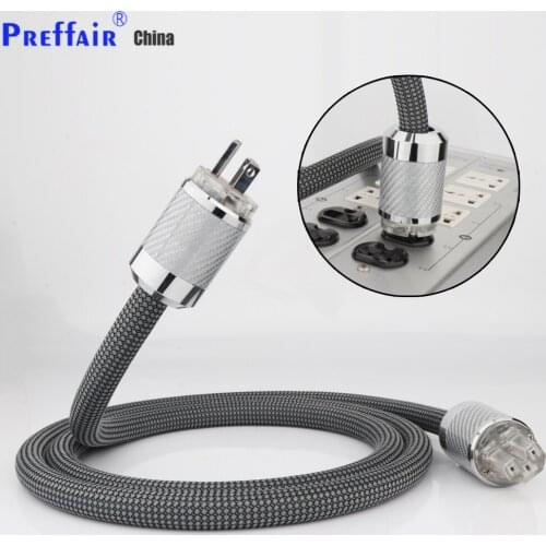 Preffair 1PC OFC HiFi Power Cord, Male to Female Power Cable,US Plug for Subwoofer, Amplifier, DV/AV 10AWG