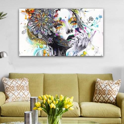 Sexy Woman Face Graffiti Pop Art Canvas Painting Digital Prints Wall Art Picture Living Room Sofa Home Cuadros Decor Poster