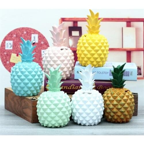 Creative Fruits Pineapple Piggy Bank Money Box Coin Bank Resin Saving Box Bank Storage Decoration Safe Box Cute Home Ornaments