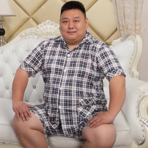 Sexy Plaid XXXXXL pyjamas sets men short summer pijamas nightwear for men night suit pajamas 140KG 5XL pyjama homme short