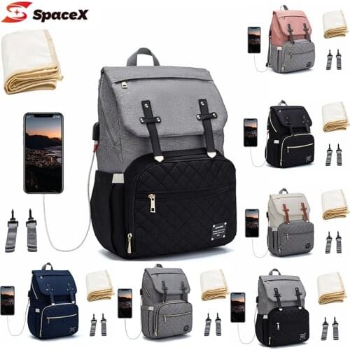 Multifunction Mummy Diaper Bag Large Capacity Maternity USB Travel Backpack Waterproof for Baby Care Womens Fashion Bag 2021