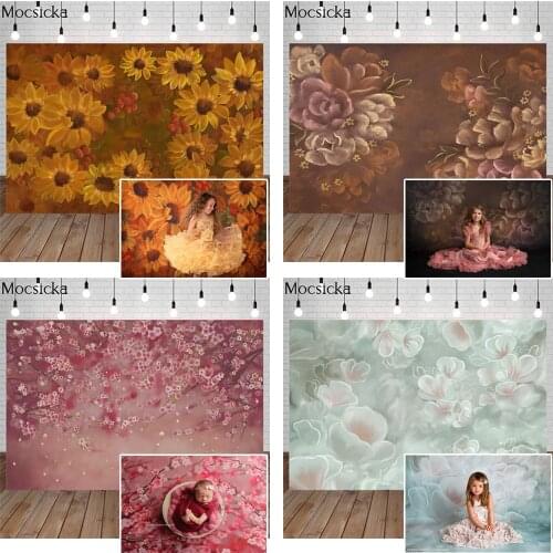 Mocsicka Flowers Photography Background Abstract Hand Drawn Backdrop Newborn Baby Child Pregnant Woman Portrait Decoration Props