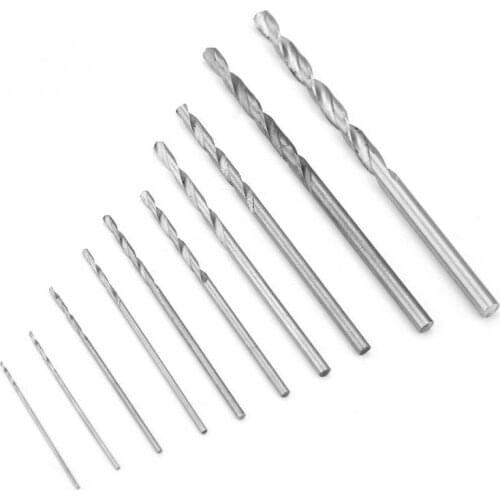 10Pcs 0.5/0.6/0.8/1.0/1.2/1.5/1.8/2/2.5/3mm Durable HSS Titanium Coated Straight Shank Twist Drill Bits For Thin Metal Iron Wood