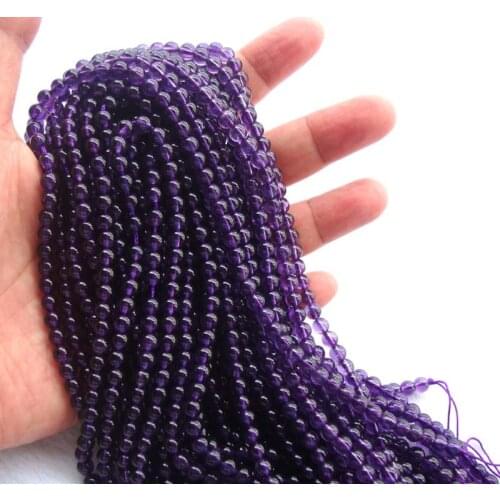 AAAAA Natural Amethyst Round 5mm Loose Beads For Jewelry Making DIY Bracelet Necklace Earrings