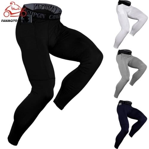 New Sportswear For Men Running Training Sports Soccer motorcycle Trousers Fitness Gym Tight Leggings Male Pocket Elastic Pants