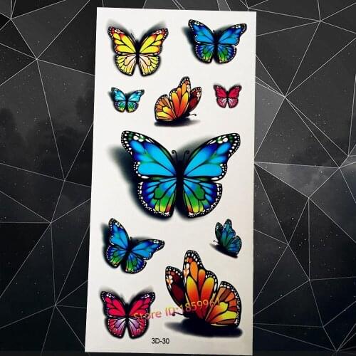 New Hot Best Colorful Butterfly Temporary Tattoo 3D A3D-30 Sexy Women Makeup Removable Tatttoo Adhesive Red Blue Tattoo Paste