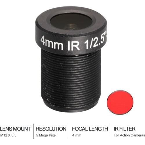 HD Cctv Lens 5MP 4MM M12*0.5 Mount 1/2.5 F2.0 86 Degree for Security Infared Camera Action Camera