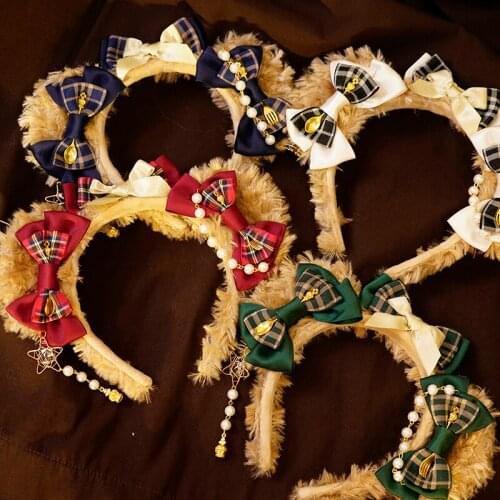 Teddy Bear Sweet Handmade Beautiful Headband Hairband Bow Bear Ears Lolita Collection Original Design Cute 4 Colors