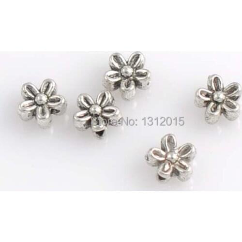 Wholesale Beads!Hot sell Antique Silver Alloy Spacer Beads Flower Jewelry Making Supplies 6x3.5mm,100Pcs,YTC0143