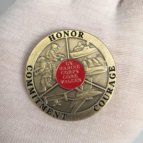 US Army Marine Corps Core Values Bronze Commemorative Coin "Honor Courage Commitment" Military Collectibles Gifts