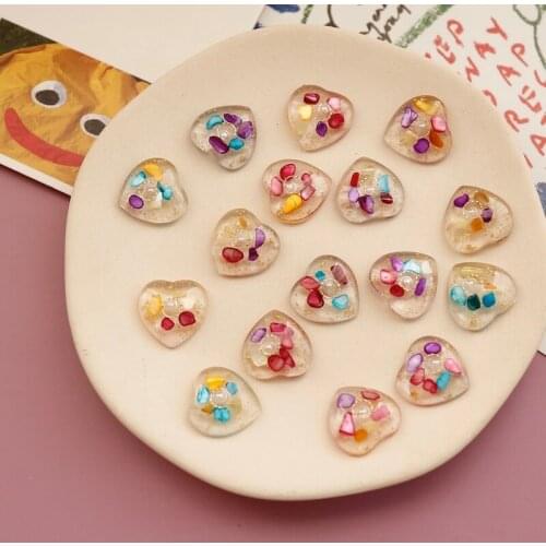 Multi-material color shells enclosed in love resin half pill handmade DIY Japanese uv epoxy earrings patch jewelry accessories