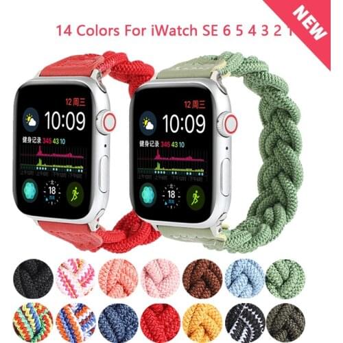 Bracelet For Apple watch series 44mm 40mm Band 38mm 42mm Braided Solo Loop Fabric Nylon Elastic Belt iWatch 3 4 5 SE 6 Straps