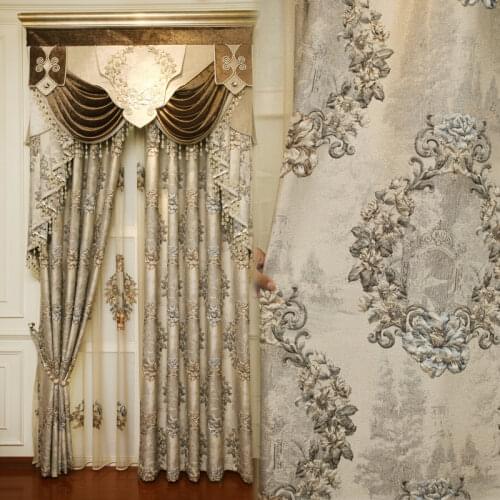 Europe and the United States luxury 4D embossed jacquard full shading decorative curtains for living room window bedroom hotel