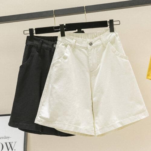 S-5XL Plus Size Womens Denim Shorts Loose High Waist Wide Legs Casual Jean Shorts For Women Trousers Black Summer Clothes C7360