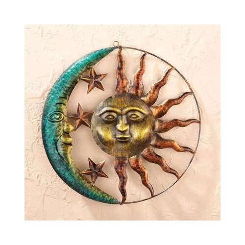 Sun Moon Wall Decoration Wrought Iron Plating Creative Statue Hanging Home Ornament Home Decor Room Decoration Art Wall Decals