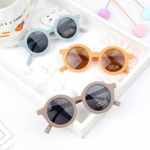 Seemfly Cute Cartoon Boys Girls Sunglasses Fashion Round Frame Candy Color Kids Sun Glasses UV Protection Classic Childs Eyewear