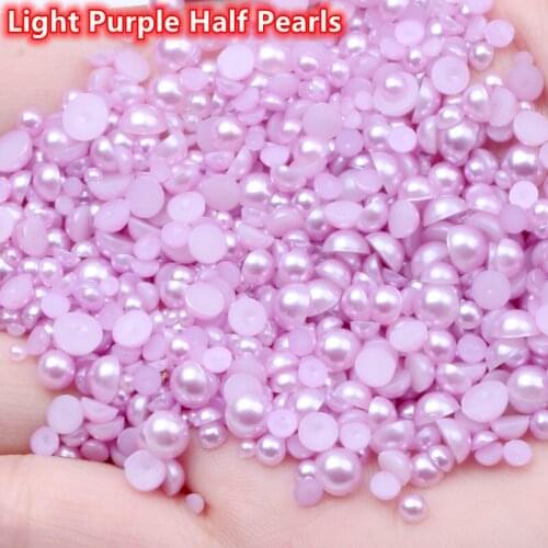 Light Purple/Deep Purple Nail Beads Half Round Rhinestone Flatback Pearls 2mm 3mm 4mm 5mm 6mm 8mm for DIY Nail jewelry Garment