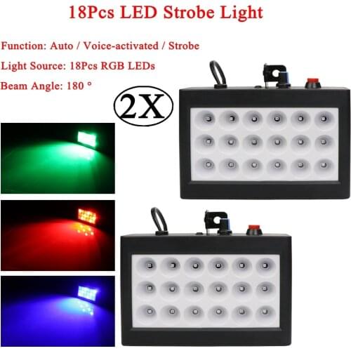 2Pcs/Lot 18W LED RGB Stage Effect Light Sound Music Control Projector Strobe Light For DJ Club Disco KTV Stage Party Show