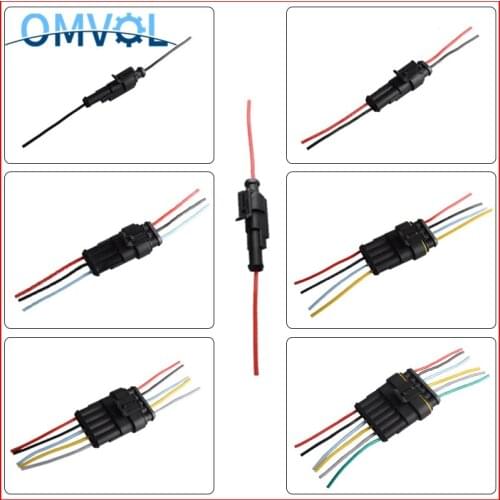 1Set 1/2/3/4/5/6 pins Way Sealed Waterproof Electrical Wire Connector Plug Set auto connectors with cable