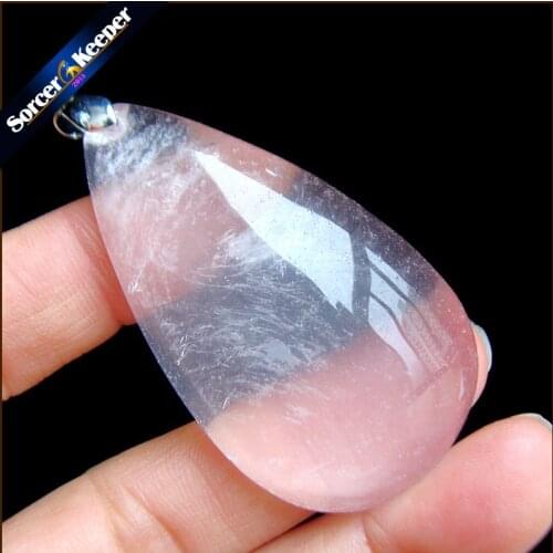 Real Natural Rose Pink Quartz Crystal Gem Stone Beads Pendant Necklace For Womens Jewelry Making Healing Minerals PS664